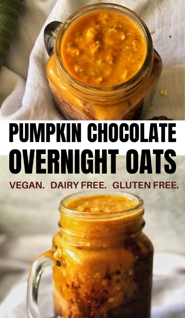 pumpkin overnight oats with chocolate